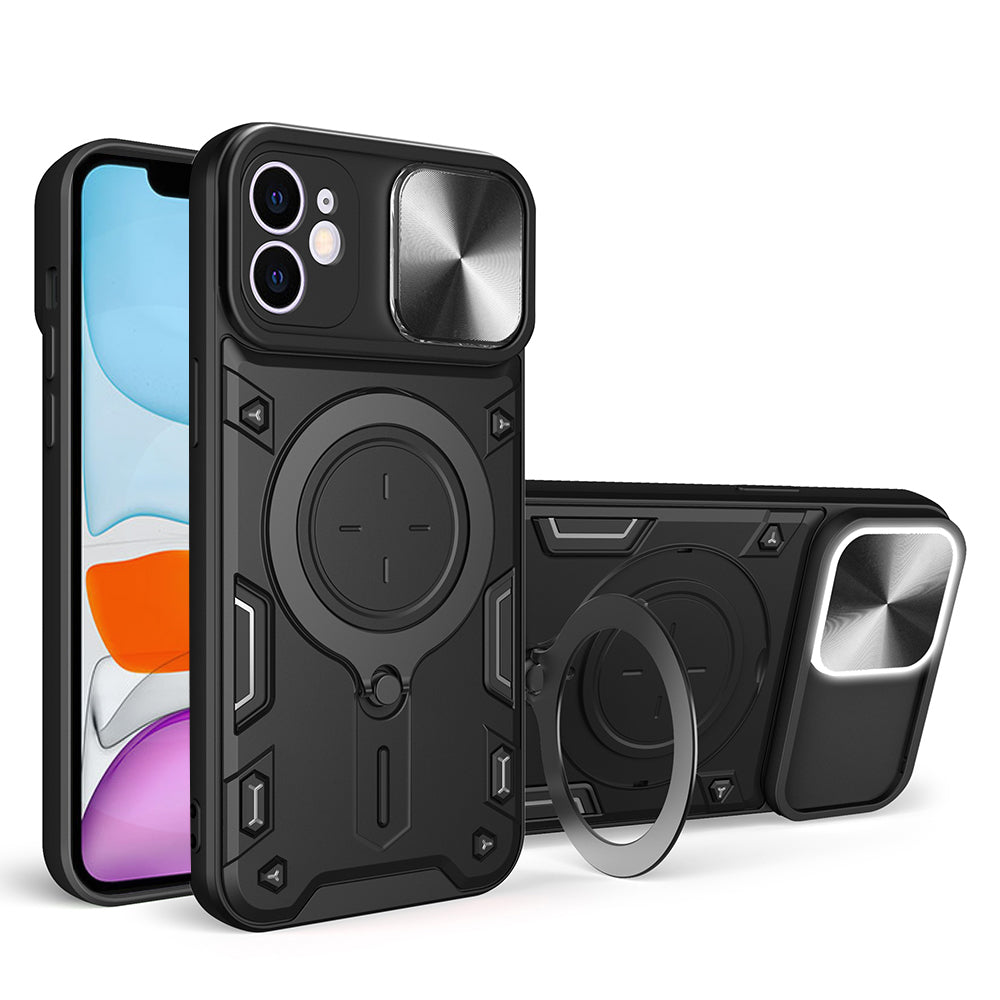 For iPhone 11 Slide Camera Lid Anti-drop Cover PC + TPU Phone Case with Rotatable Kickstand For iPhone 11 Slide Camera Lid Anti-drop Cover PC + TPU Phone Case with Rotatable Kickstand